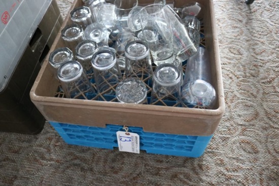 Assorted bar glasses in dishwasher boxes