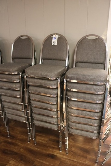 Chrome frame grey tweed 2" stack chairs