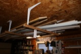 3 Ceiling mount racks w/ wood trim, metal trim & lights