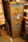 4 drawer filing cabinet w/ electrical supplies, signs, remote, drape hardwa