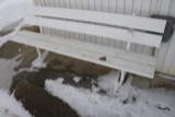 6' White wood park bench