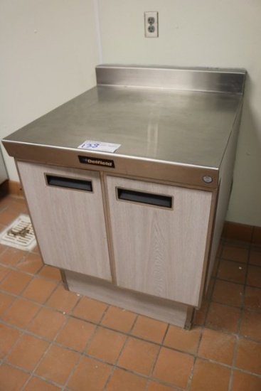 30" Delfield 2 door stainless base cabinet w/ stainless top & double under