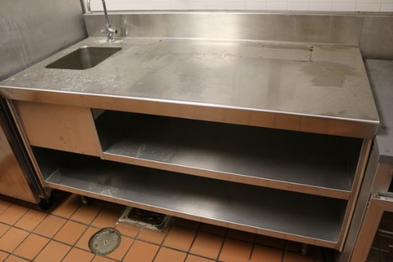 32" x 63" Stainless steel base cabinet w/ left side hand sink