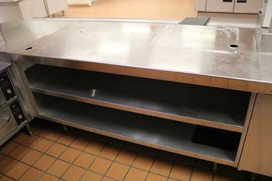 34" x 65" Stainless base cabinet w/ stainless double under shelf's - custom