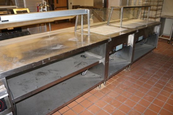 32" x 13' 5 well steam table & work table - custom for service line