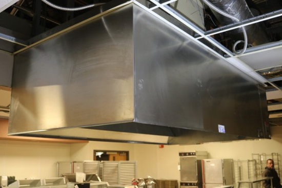 54" x 96" Stainless island exhaust hood w/ built in Ansul system - no fans