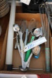 Box whips, thermometers. Dippers, tongs, misc.,