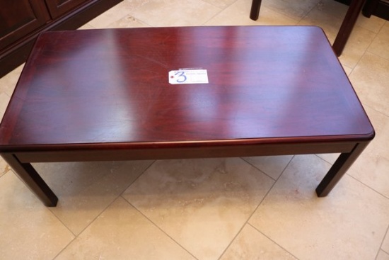 Selling as a set - 3) 24" x 24" cherry finish end table with 24" x 48" coff