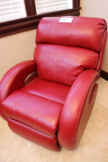 Red recliner/rocker - synthetic leather