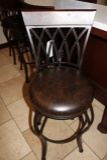 4 metal framed bar chairs with cherry accents