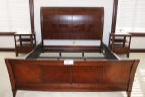 Selling as a Set - Samson Cherry finish King size head & foot board, 2 nigh