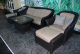 6 piece wicker or bamboo patio set with cushions (cushions need a good clea