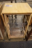 Pine portable wire basket cart