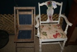 Folding chair & white wood chair