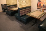 Hunter Green vinyl 4 person booths w/ tables & tweed backs