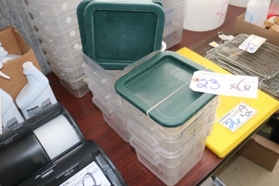 6 - 4 qt. food storage containers w/ lids