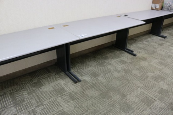 2) 30" x 60" & 2) 24" x 66" gray Formica top office tables