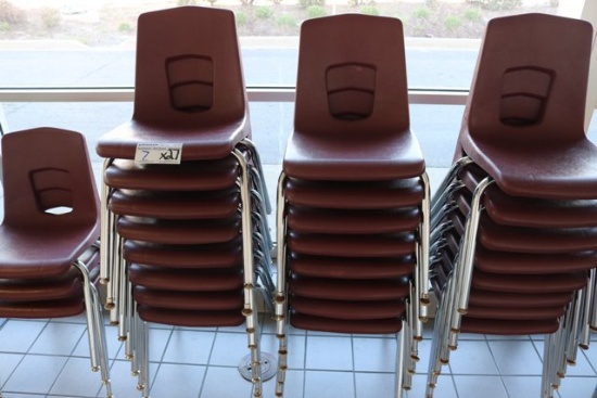 27 chrome framed hard plastic student chairs