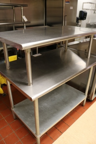 30" x 48" stainless table with galvanized under shelf & stainless over shel