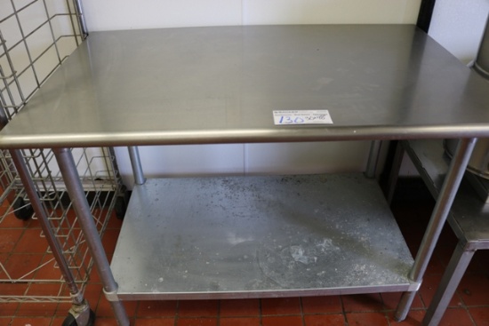30" x 48" stainless table with galvanized under shelf