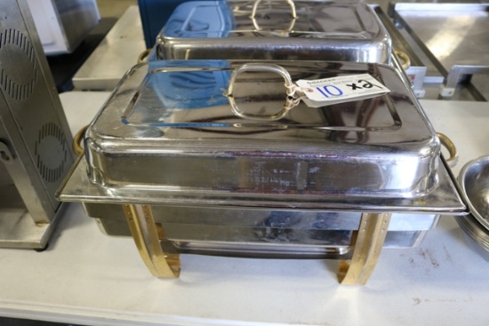 Times - 2 - Stainless Chaffing Units w/Gold Handles & Bases