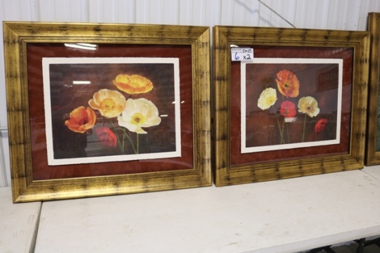 Times - 2 - 33" x 39" Tulip/ Carnation Gold Framed Prints
