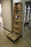 6' wood step ladder & 4 wheel cart