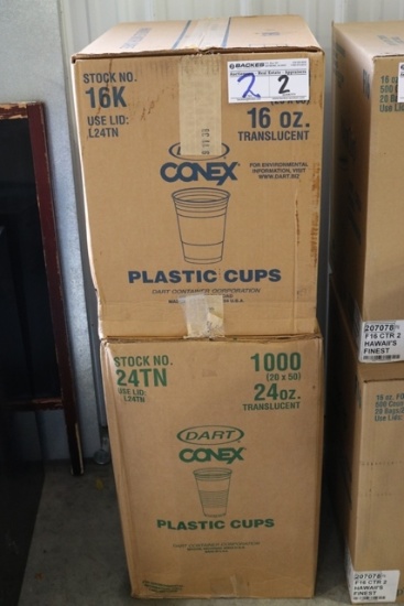 Times 2 - 2 Boxes of translucent cups 1) 16 oz 1) 24 oz