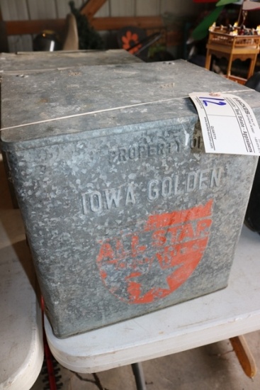 Iowa Golden galvanized milk cooler