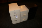 2 Filing cabinets & 1 wooden cabinet