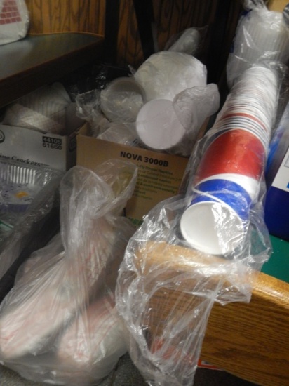 Miscellaneous to go under booth - paper Pepsi cups, paper bags, nacho trays
