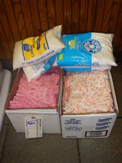 All to go - 4 bags powdered sugar, case of sugar packets & case of sweet &