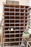 55 Bin wood cabinet - as is