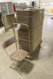 47 Krueger brown folding stack chairs with 4 wheel cart