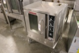 Blodgett half size gas convection oven with portable cart - damage on side