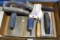 Box of Marshalltown rubber floats, trowels, rubber hand pad