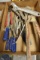 Box of vice grips, hand files, crescent wrenches and bolt cutters