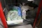 Shelf of shop rags
