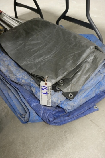 Blue and grey tarps