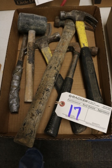 Box of assorted hammers