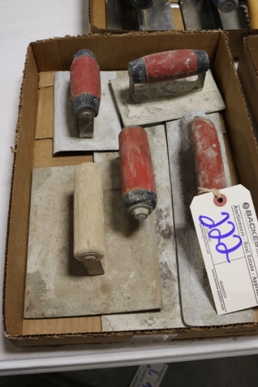 Box of mag and hand trowels with edger's