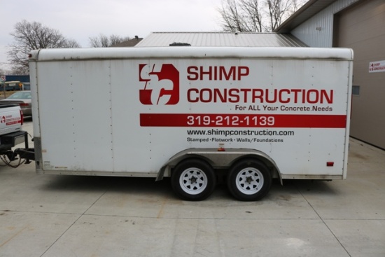 2008 Patten Equipment 16’ – 7,000# Enclosed tandem axle trailer w/ side doo