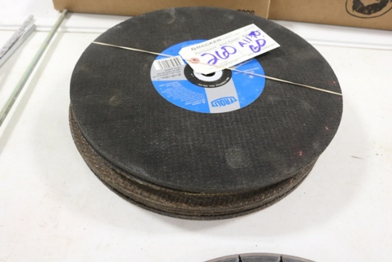 2 New and several used metal 14" cut off blades