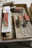 Box of mag and hand trowels with edger's