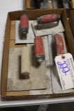 Box of mag and hand trowels with edger's
