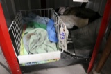 Shelf of shop rags