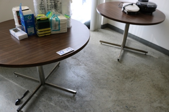 Times 3 - 42" round break room tables with chrome bases