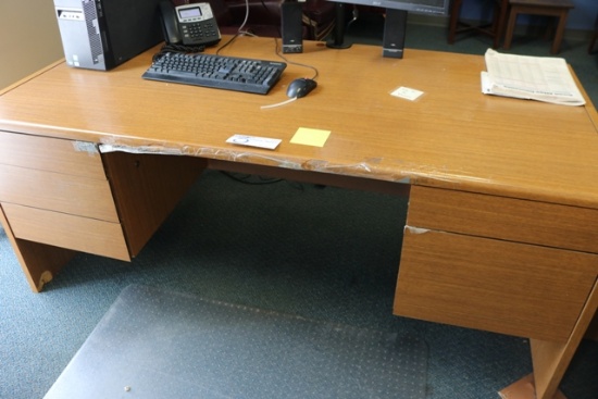 36" x 72" double pedestal office desk - some chips in the laminate - as is