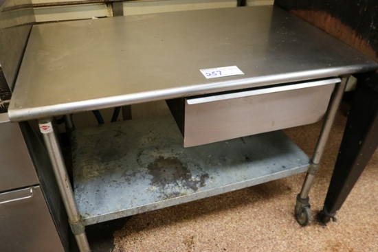 30" x 48" stainless portable table with drawer