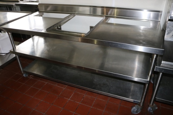 Jero 32" x 72" stainless Coney dog table - stainless double undershelves -